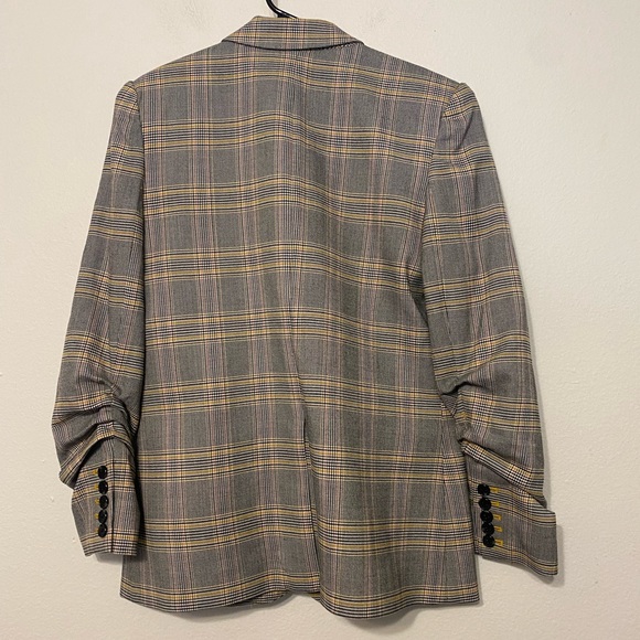 1. State Ruched-Sleeve Plaid Blazer - Picture 8 of 9